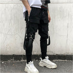 New fashionable pants with front pockets and carabiner bands