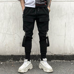 New fashionable pants with front pockets and carabiner bands