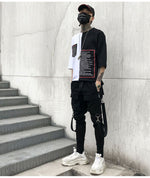 New fashionable pants with front pockets and carabiner bands