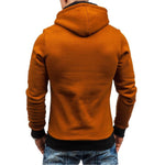 Men's fashion sweater with a hood and a crochet zipper