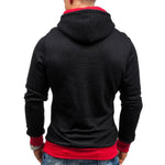 Men's fashion sweater with a hood and a crochet zipper