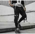 Street pants with ribbons