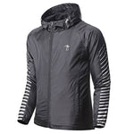 Windbreaker Men Stripe Trench Long Sleeves Zip