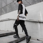 Street pants with ribbons
