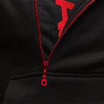 Men's sweatshirt with a hood and a print on the collar