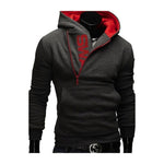 Men's sweatshirt with a hood and a print on the collar